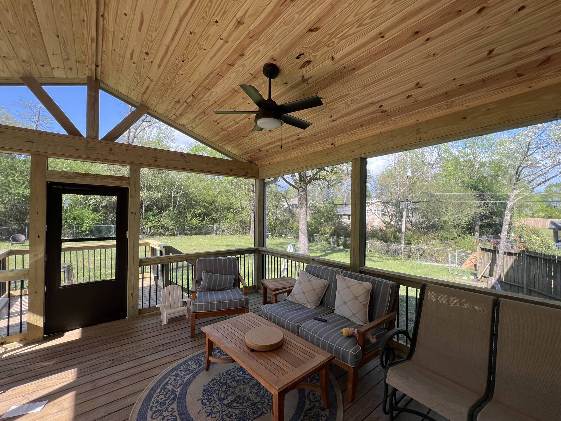 Screened-In Porch w- Tongue & Groove Ceiling Built by Invicta Exteriors Near Birmingham
