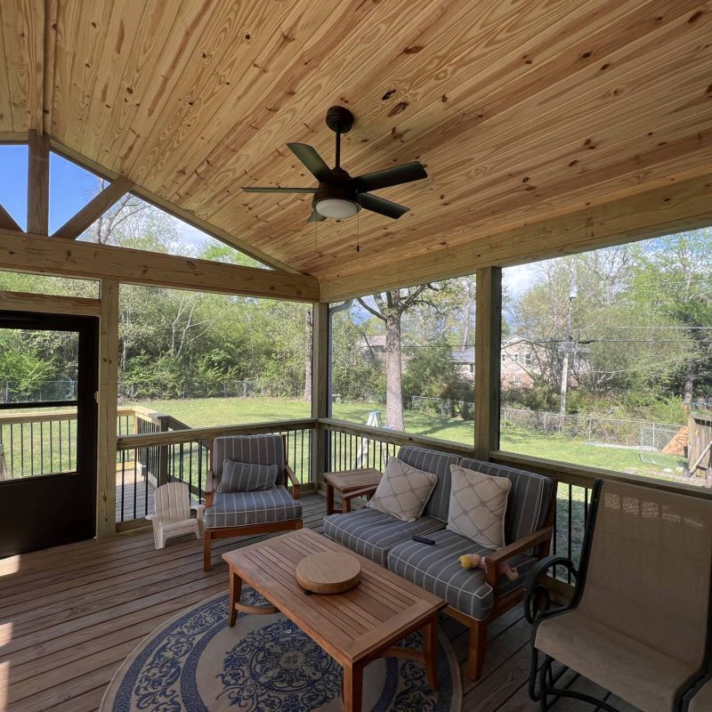 Screened-In Porch w- Tongue & Groove Ceiling Built by Invicta Exteriors Near Birmingham